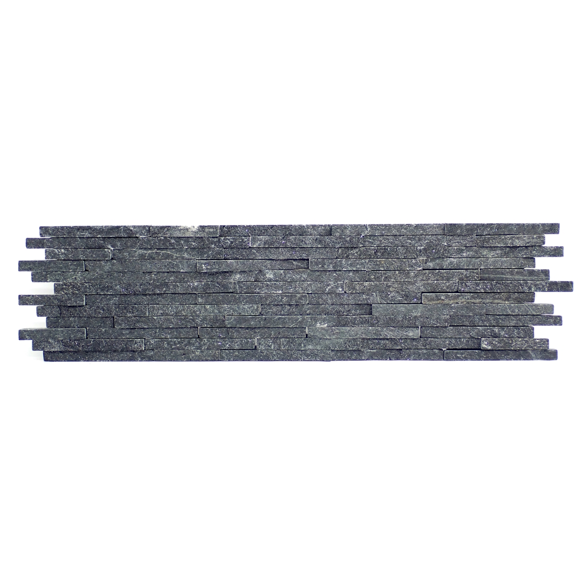 Slate Mini Stacked Mesh tile in white and black color, 6x24 size, honed finish, quartzite material